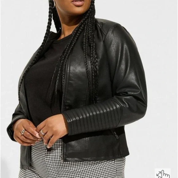 Torrid Faux Leather Collarless Moto Jacket - Picture 2 of 14